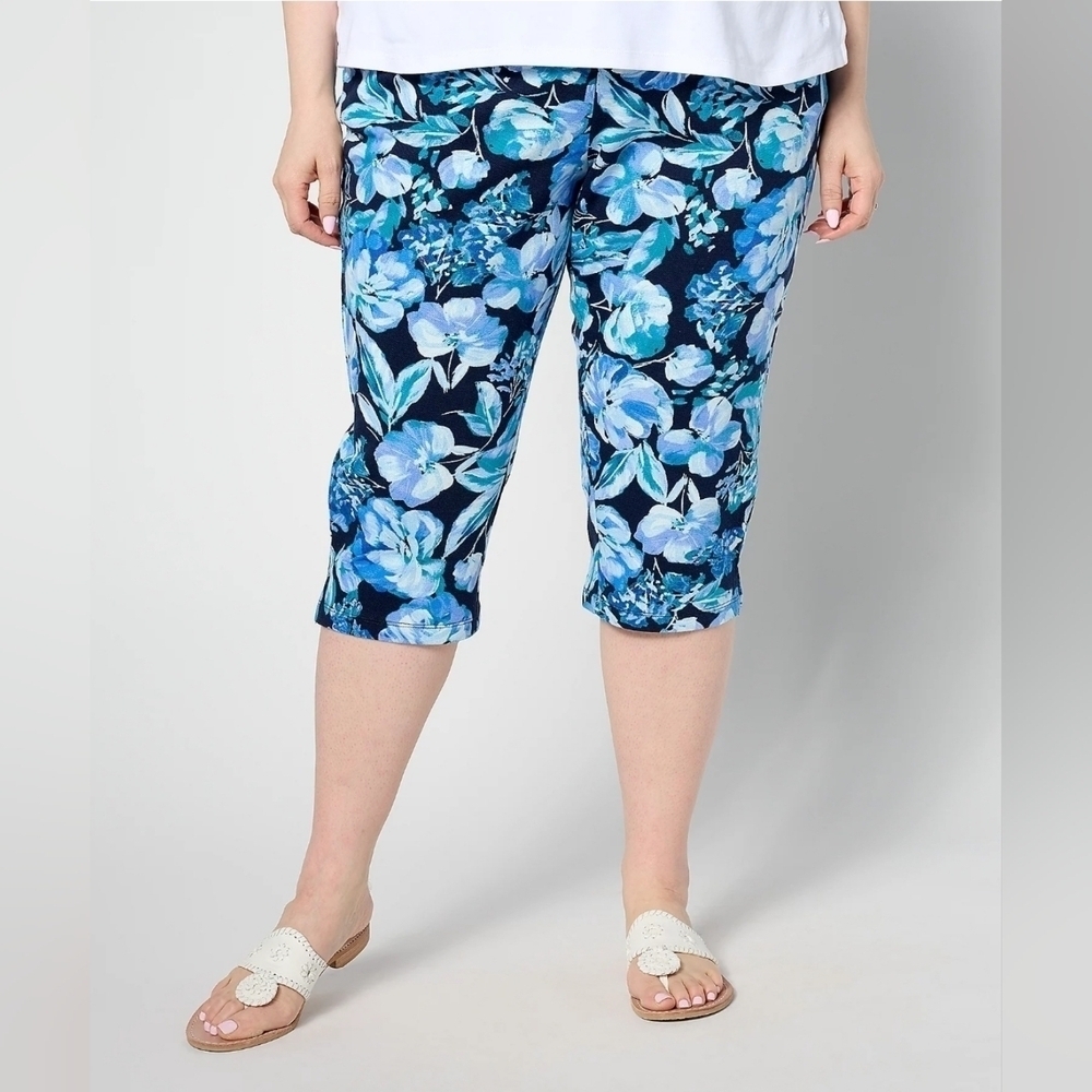 Belle by Kim Gravel Perfect Pique Fresh Picked Capri in Twilight, Medium Tall